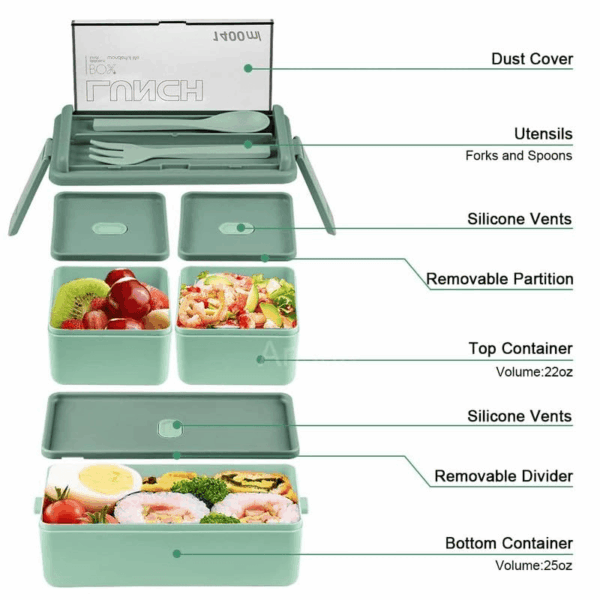Leak Proof 3 Compartment Lunch Box