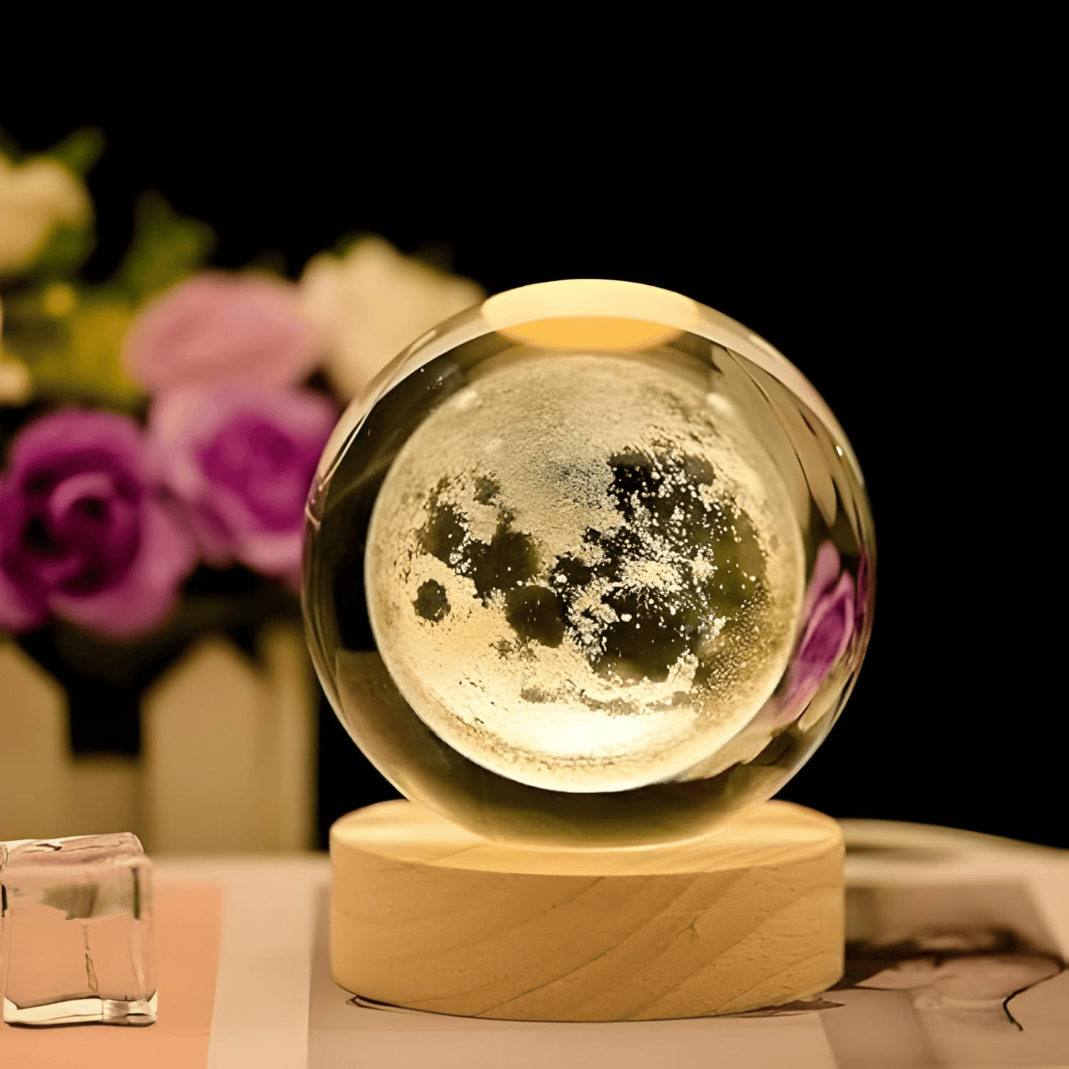 Dimmable Engraved LED Glass Ball Table Lamp
