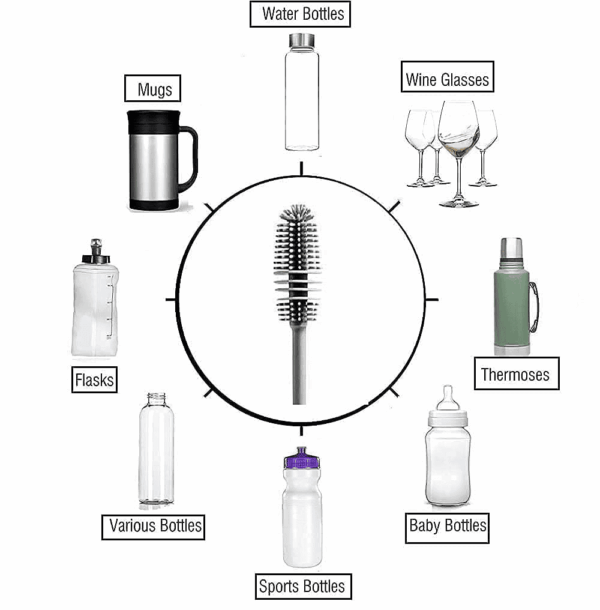 Long Handle Silicone Water Bottle Cleaning Brush